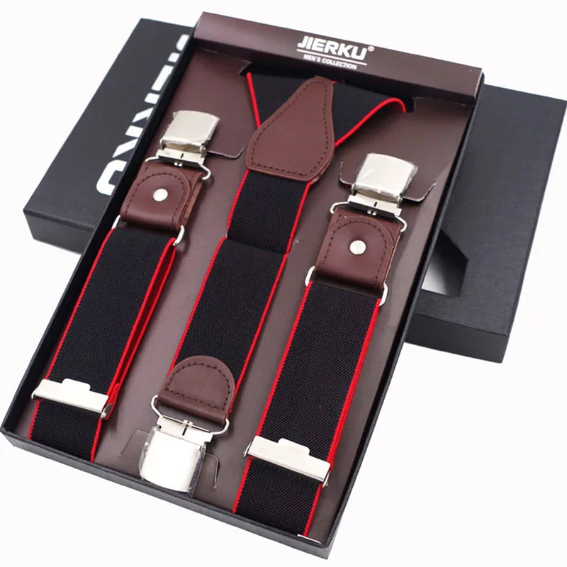 New Man'S Suspenders 3 Clips Leather Braces Casual Suspensorios Trousers Strap 3.5*120Cm Gift for Dad High Quality Tirantes