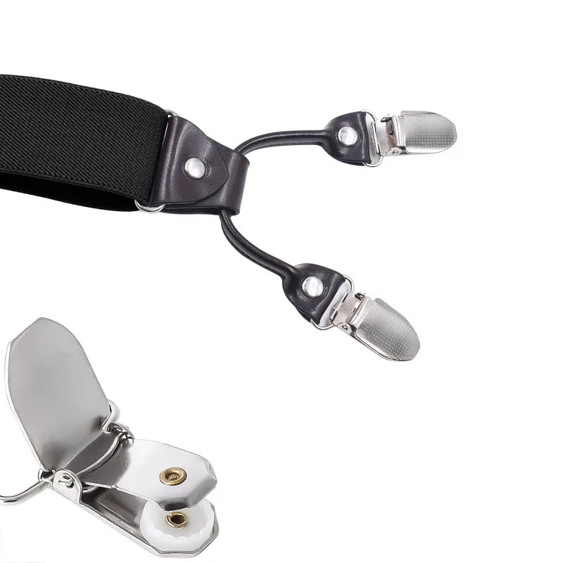 New Men'S Suspenders 6Clips Fashion Braces Leather Casual Suspensorios Adjustable Belt Strap High Quality Tirantes