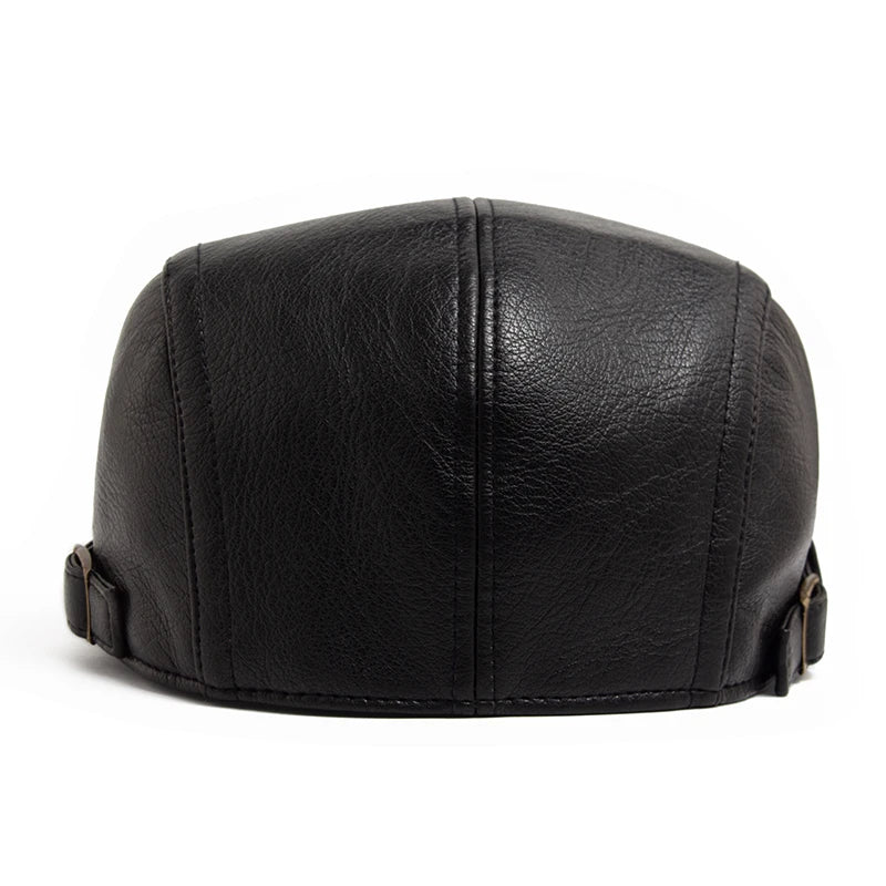 Fashion PU Leather Men Beret Autumn Winter Thicken Warm Women'S Hat Vintage Newsboy Caps Visor Cap Higher Quality Unisex Berets