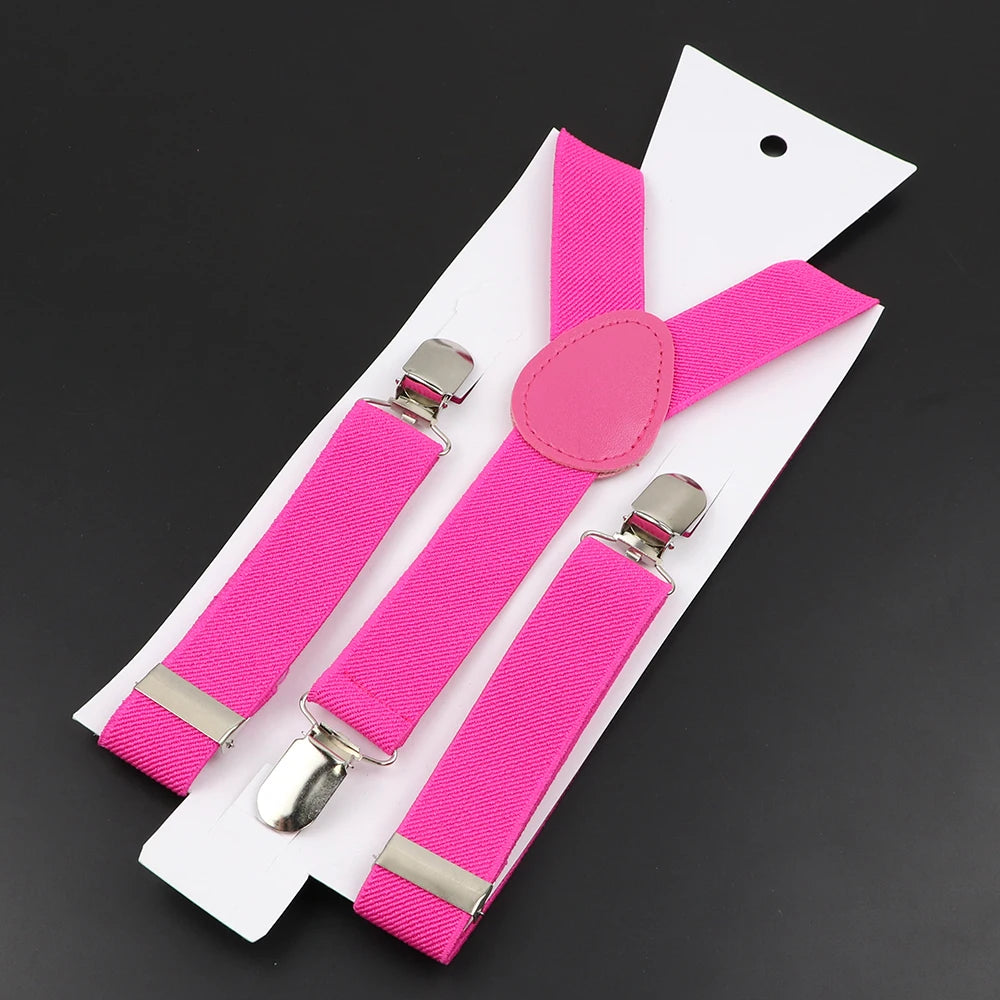 New Candy Color Adjustable Suspenders Elastic Leather Y-Back Braces Straps for Men Women Kids Pants Shirt Girl Skirt Accessories