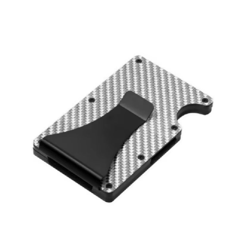 Minimalist Wallet for Men, Money Clip Cash Strap Wallet, RFID Blocking Metal Wallet Aluminum Card Holder(Carbon Fiber)