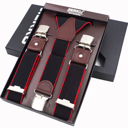 New Man'S Suspenders 3 Clips Leather Braces Casual Suspensorios Trousers Strap 3.5*120Cm Gift for Dad High Quality Tirantes