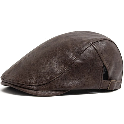 Fashion PU Leather Men Beret Autumn Winter Thicken Warm Women'S Hat Vintage Newsboy Caps Visor Cap Higher Quality Unisex Berets