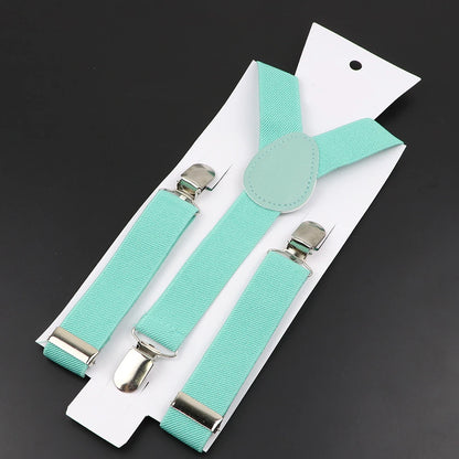 New Candy Color Adjustable Suspenders Elastic Leather Y-Back Braces Straps for Men Women Kids Pants Shirt Girl Skirt Accessories