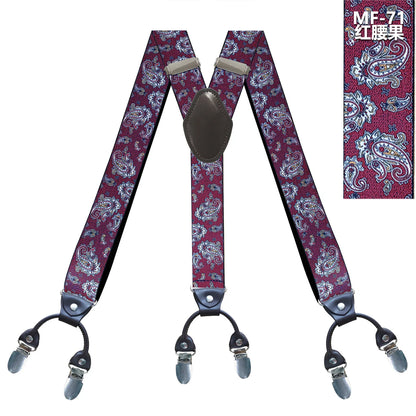 New Men'S Suspenders 6Clips Fashion Braces Leather Casual Suspensorios Adjustable Belt Strap High Quality Tirantes