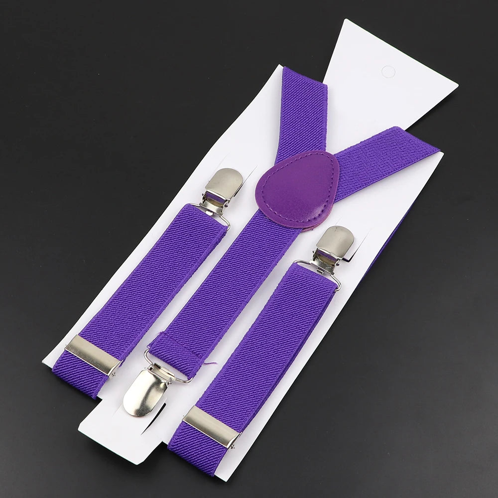 New Candy Color Adjustable Suspenders Elastic Leather Y-Back Braces Straps for Men Women Kids Pants Shirt Girl Skirt Accessories