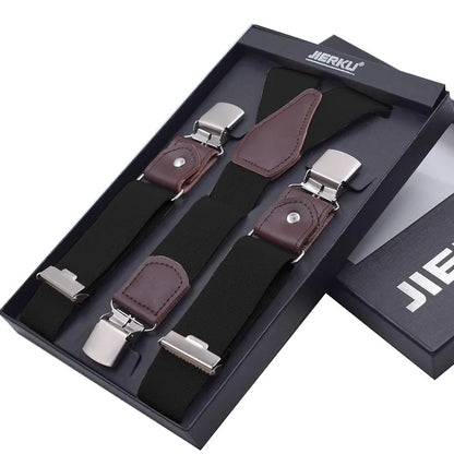 New Man'S Suspenders 3 Clips Leather Braces Casual Suspensorios Trousers Strap 3.5*120Cm Gift for Dad High Quality Tirantes