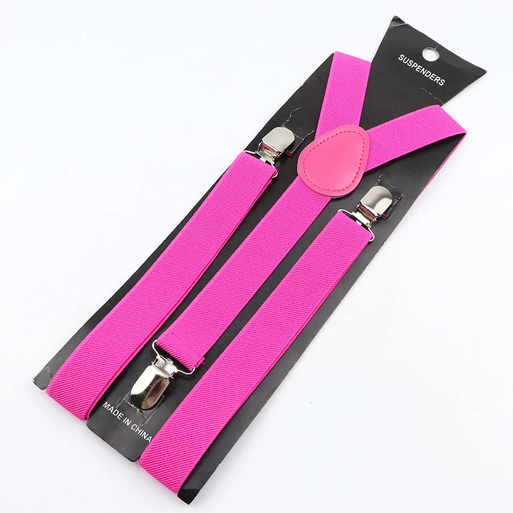 New Candy Color Adjustable Suspenders Elastic Leather Y-Back Braces Straps for Men Women Kids Pants Shirt Girl Skirt Accessories