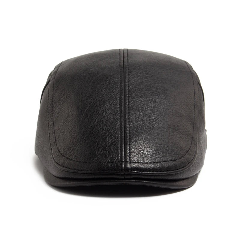 Fashion PU Leather Men Beret Autumn Winter Thicken Warm Women'S Hat Vintage Newsboy Caps Visor Cap Higher Quality Unisex Berets