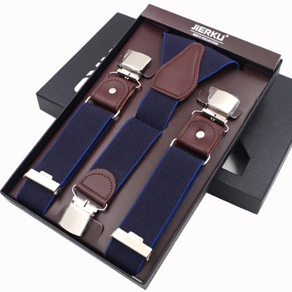 New Man'S Suspenders 3 Clips Leather Braces Casual Suspensorios Trousers Strap 3.5*120Cm Gift for Dad High Quality Tirantes