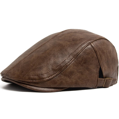 Fashion PU Leather Men Beret Autumn Winter Thicken Warm Women'S Hat Vintage Newsboy Caps Visor Cap Higher Quality Unisex Berets