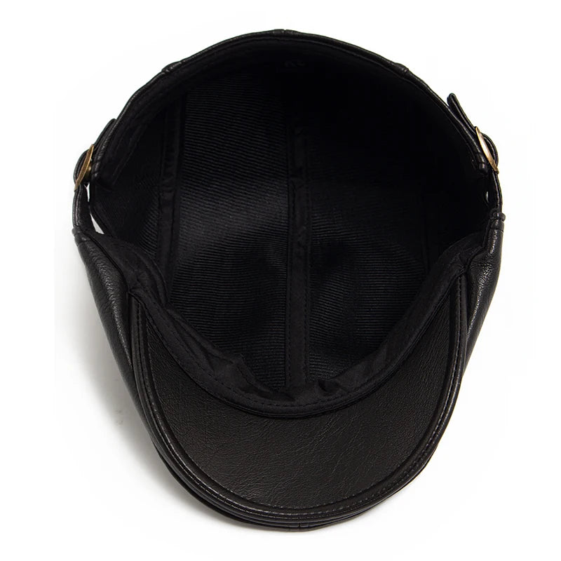 Fashion PU Leather Men Beret Autumn Winter Thicken Warm Women'S Hat Vintage Newsboy Caps Visor Cap Higher Quality Unisex Berets