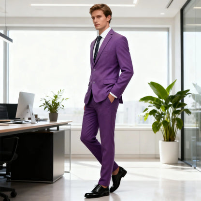 Men'S Slim Fit 2-Piece Khaki Suit Set - Chic Tailored Work Blazer & Pants, Business Casual Outfit for Wedding, Prom