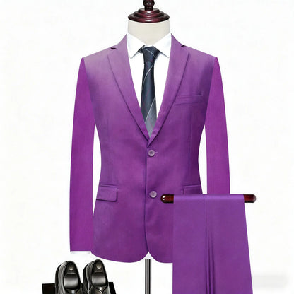 Men'S Slim Fit 2-Piece Khaki Suit Set - Chic Tailored Work Blazer & Pants, Business Casual Outfit for Wedding, Prom