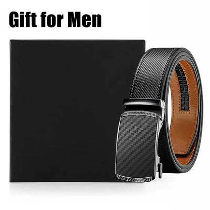 Men'S Adjustable Leather Ratchet Belt with Automatic Buckle, No-Hole Dress Belt for Casual & Business Wear, Perfect Gift for Dad Tiktokshopbacktoschool,Back to School,Back to School Haul