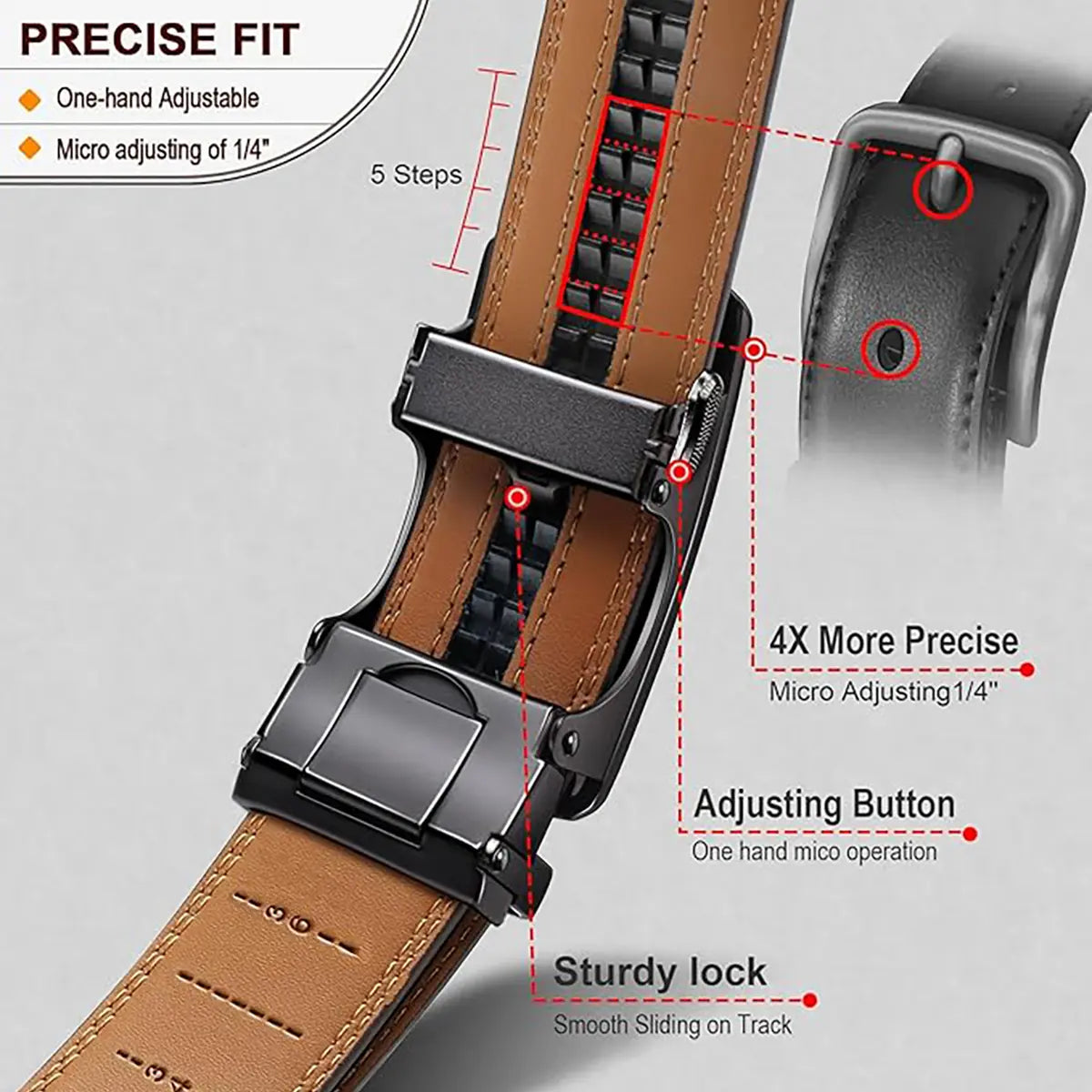 Men'S Adjustable Leather Ratchet Belt with Automatic Buckle, No-Hole Dress Belt for Casual & Business Wear, Perfect Gift for Dad Tiktokshopbacktoschool,Back to School,Back to School Haul