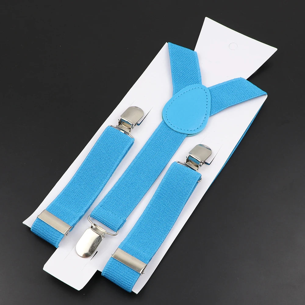 New Candy Color Adjustable Suspenders Elastic Leather Y-Back Braces Straps for Men Women Kids Pants Shirt Girl Skirt Accessories