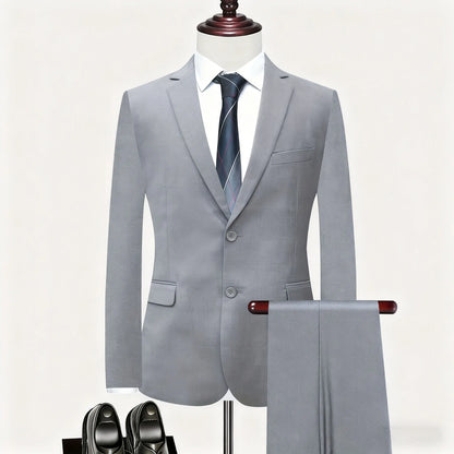 Men'S Slim Fit 2-Piece Khaki Suit Set - Chic Tailored Work Blazer & Pants, Business Casual Outfit for Wedding, Prom