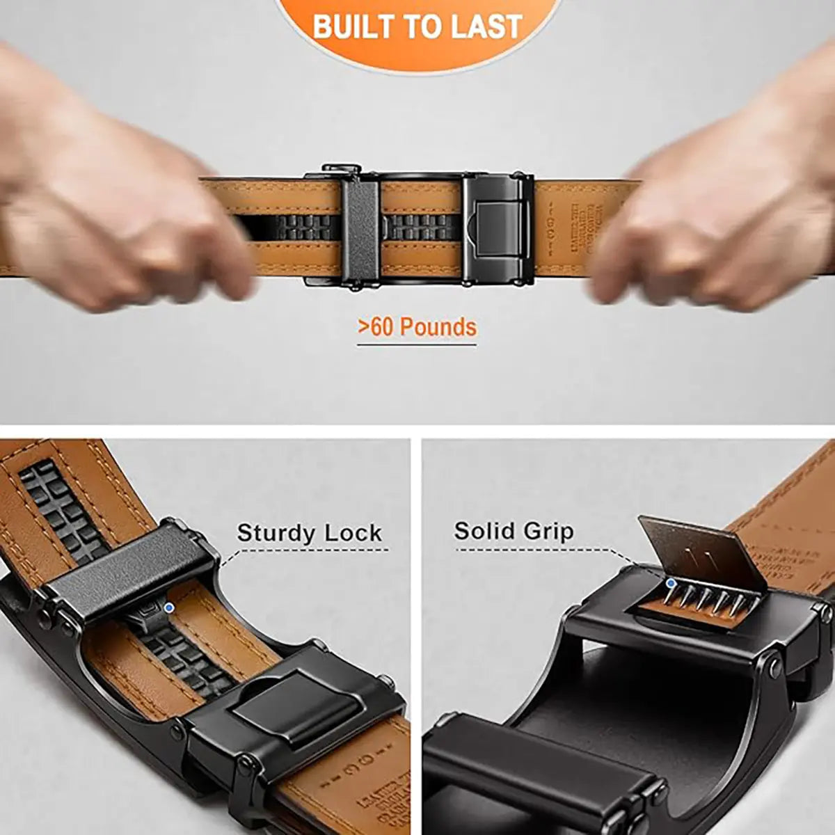 Men'S Adjustable Leather Ratchet Belt with Automatic Buckle, No-Hole Dress Belt for Casual & Business Wear, Perfect Gift for Dad Tiktokshopbacktoschool,Back to School,Back to School Haul