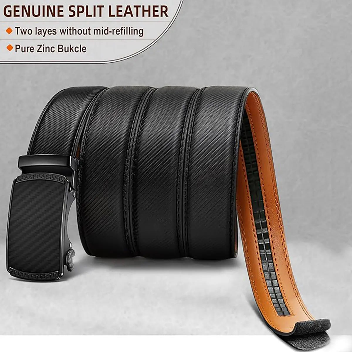 Men'S Adjustable Leather Ratchet Belt with Automatic Buckle, No-Hole Dress Belt for Casual & Business Wear, Perfect Gift for Dad Tiktokshopbacktoschool,Back to School,Back to School Haul