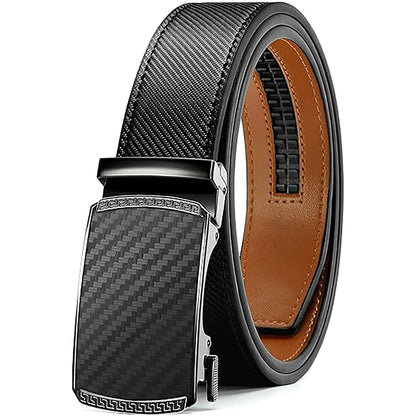 Men'S Adjustable Leather Ratchet Belt with Automatic Buckle, No-Hole Dress Belt for Casual & Business Wear, Perfect Gift for Dad Tiktokshopbacktoschool,Back to School,Back to School Haul