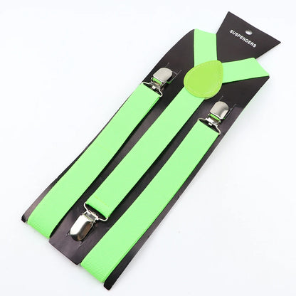 New Candy Color Adjustable Suspenders Elastic Leather Y-Back Braces Straps for Men Women Kids Pants Shirt Girl Skirt Accessories